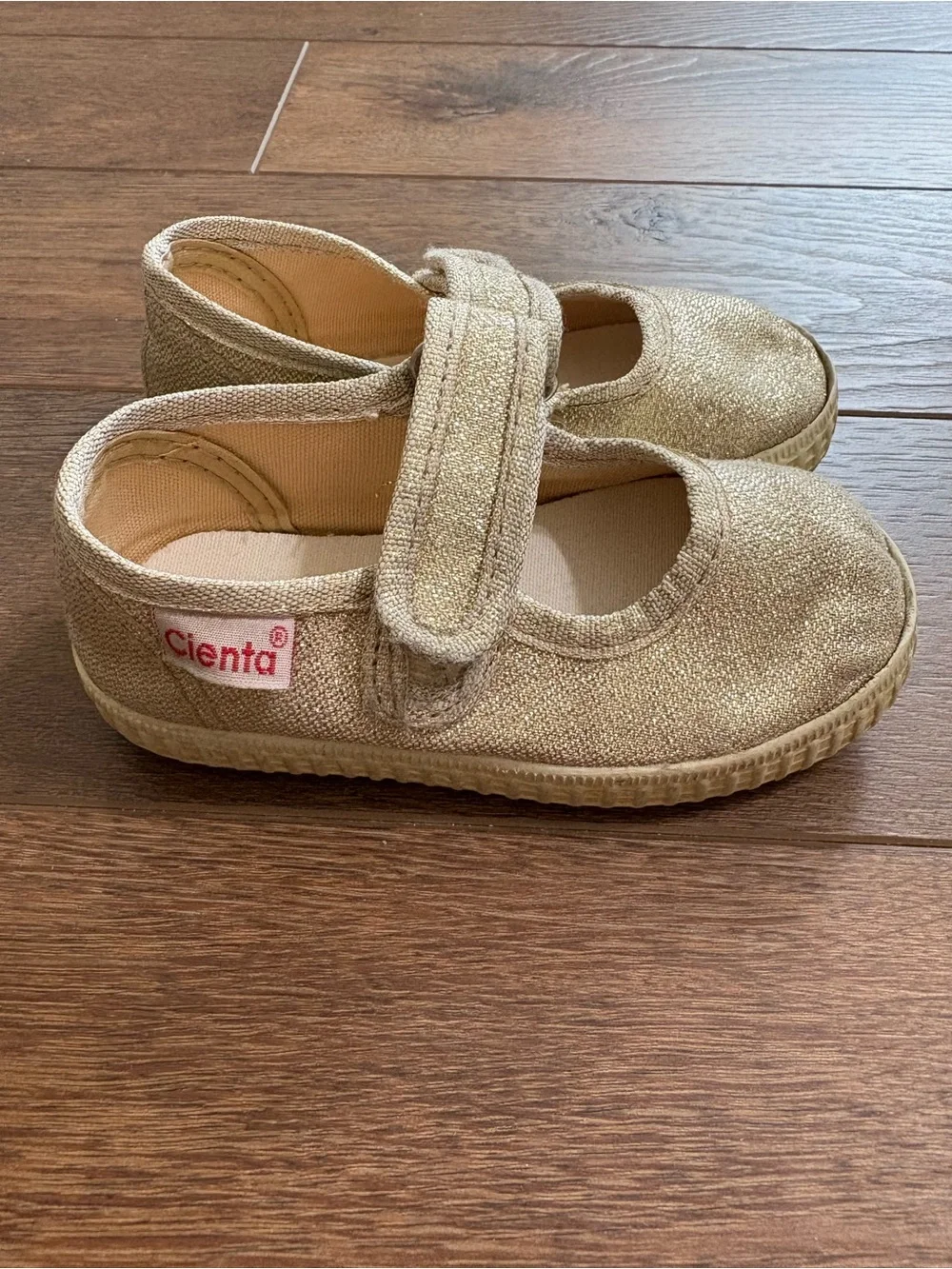 Cienta Gold Glitter Mary Jane Shoes Baby/Toddler Size 5-5.5 EU 21 Made in Spain